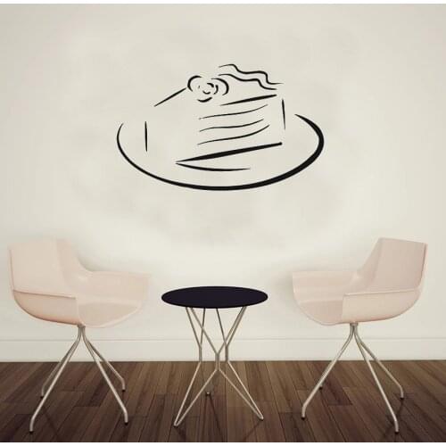 Sweet Cake On A Plate Birthday Pie Kitchen Cafe Home Decor Vinyl Art Murals Wall Sticker Removable Kids Nursery Room Decoration