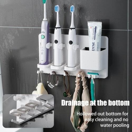 Punch-Free Toothbrush Rack Wash Cup Electric Toothbrush Holder Bathroom Wall-Mounted Dental Cylinder Storage Rack