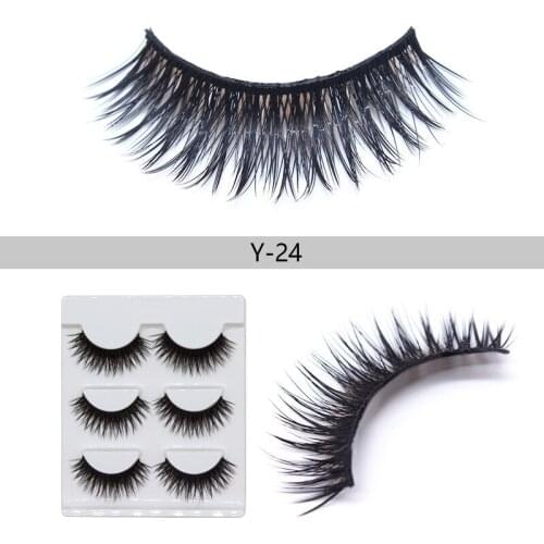 Three Pairs Of False Eyelashes Are Naturally Soft And Extended. Color Crosses Exaggerate Thick and Long Eyelashes