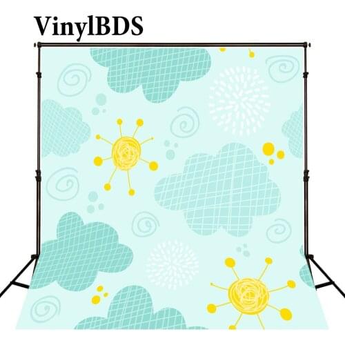 VinylBDS Baby Backgrounds Light Green Wall Backdrop Children Fireworks Sun Clound Photo Backdrops Background