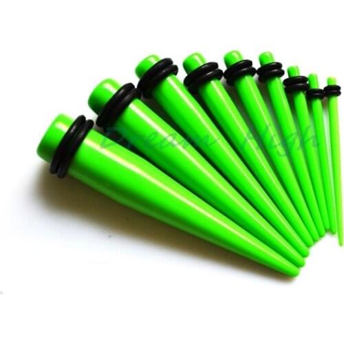 Green Colour Ear Piercing Taper Stretcher Plug Earring Stretching Expander Expanding Kit Set UV Acrylic Lovely Popular Jewelry