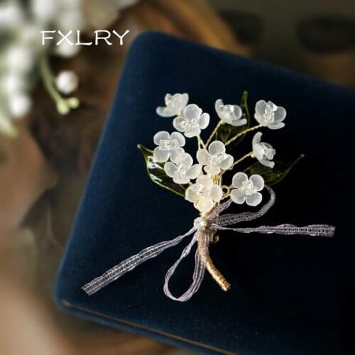 FXLRY Handmade Natural Pearl Elegant Lily Of The Valley Flowers Brooch Sweater Pin For Women Jewelry