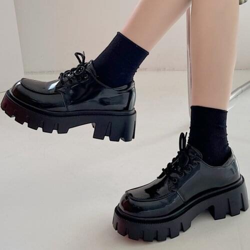 Womens Chunky Sneakers Square Heel Shoes High Head 2021 New Autumn Platform Fashtion Set of Feet Lace-up Womens Casual Shoes