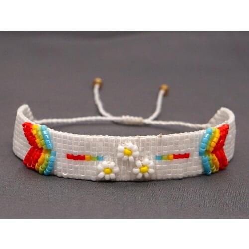 Go2boho Miyuki Daisy Bracelet Boho Summer Arrow Pattern Rainbow Bracelets For Women Girl Handmade Beads Woven Jewelry Pulseras