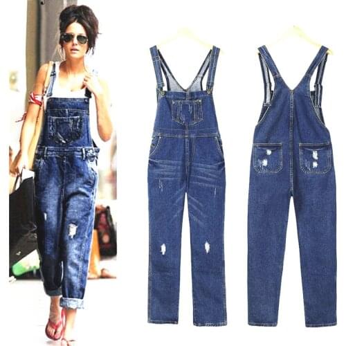 Fashion Women Denim Jumpsuit Ladies Spring Fashion Loose Jeans Rompers Female Casual Plus Size Overall Playsuit With Pocket