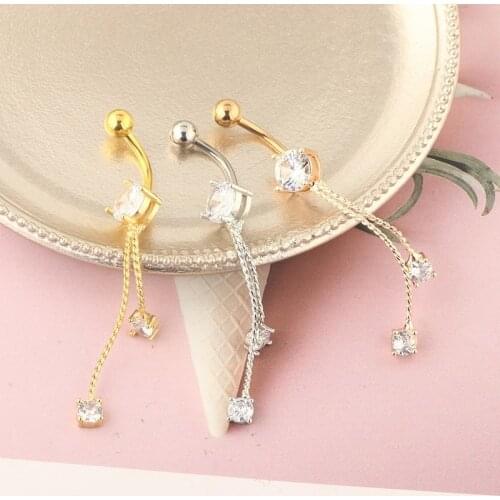 Women Piercing Ring Trend Stainless Steel Long Dangling Sexy Accessories Punk Party Woman Body Jewelry Navel Piercings