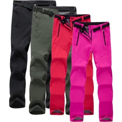 Winter Women Men Thick Warm Fleece Softshell Pants Fishing Camping Hiking Skiing Trousers Waterproof Windproof