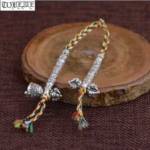 100% 925 Silver Tibetan Malas Counters Dorje Bell Charms 925 Sterling Buddhist Prayer Beads Counters Buddhist Rosary Counters