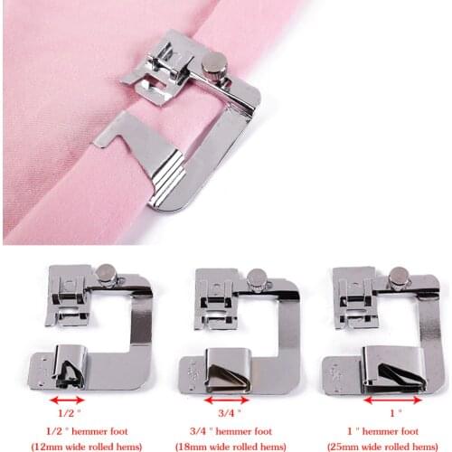 3Pcs Sewing Machine Accessories Foot Presser Rolled Supplies Press Feet Set For Brother Singer Janome Babylock Juki Instruments