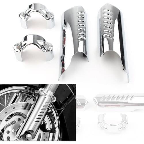 4Pcs Chrome Motorcycle Lower Leg Deflector Shields For Harley Dyna 06-17 Softail 86-17 / FXDF 08-17 & FXST FXSTB FXSTC 91-10