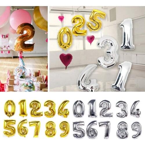 40 Inch Gold silver Foil Number Balloons 0 1 2 3 4 5 6 7 8 9 Birthday Party Baby Shower Wedding Decoration Festival Ballon