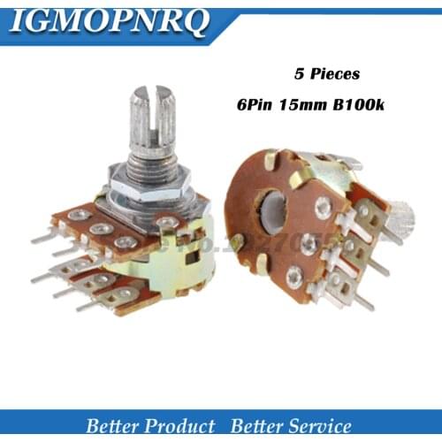 5pcs WH148 Amplifier 6PIN B100k 100k Ohm Dual Stereo Potentiometer