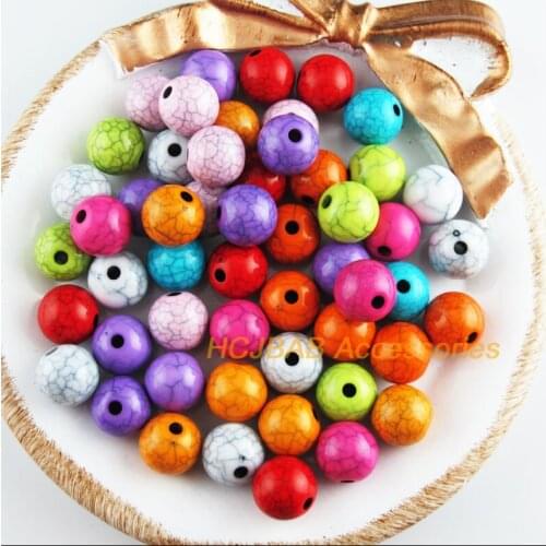 50 New Crackle Round Charms Acrylic Spacer Beads Mixed Flower 10mm