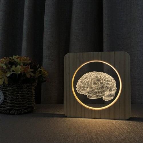 Brain Human Shape 3D LED Arylic Night Lamp Table Light Switch Control Carving Lamp for Childrens Room Decorate Dropshipping