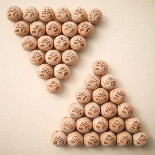 10 Pc Beech Print Round Beads 16mm Baby Wooden Teething Beads DIY BPA Free Newborn Baby Toys Accessories Baby Care Goods