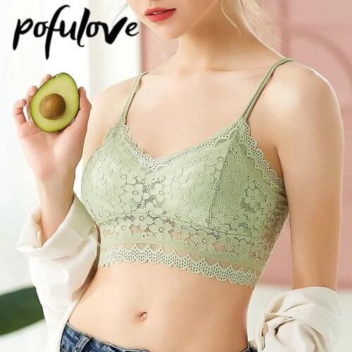 Women Plus Size Bra Lace Sexy Bras Tube Top Sling Seamless Corset Bralette Wireless Underwear Push Up Brassiere Floral Thin Soft
