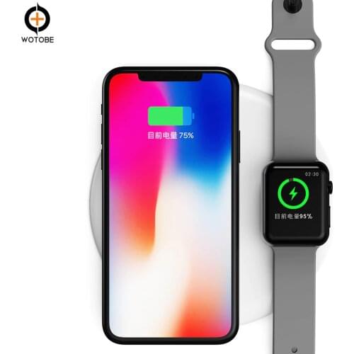 For Apple Watch / AirPods Mobile QI 2-in-1 Fast Wireless Charger for QI 2W 5W 7.5W 10W s Device Chargin(With QC3.0 adapter)