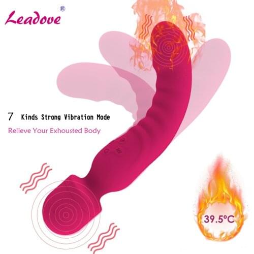 Double Headed Vibrator Clitoris Stimulation Vibration Intelligent Heating AV Wand Massager Masturbation Sex Toy for Women AV0092