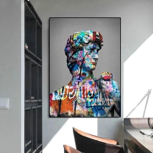 Graffiti Art Funny David Posters and Prints Creative Portrait Canvas Painting Wall Picture Living Room Home Decoration No Frame