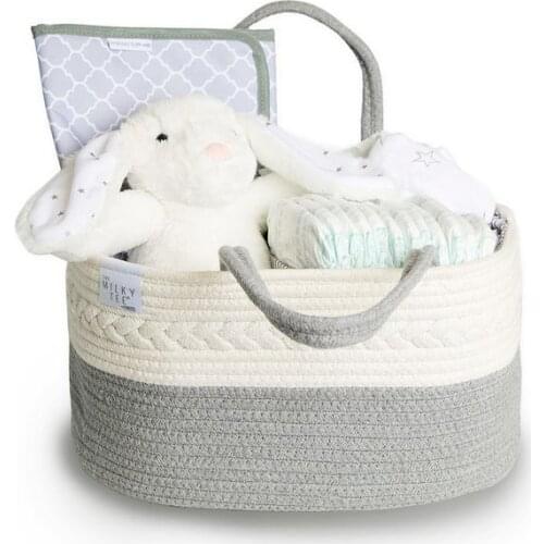 Cotton Woven Diaper Basket Baby Clothing Skin Care Product Mummy Bag Storage Organization Collapsible