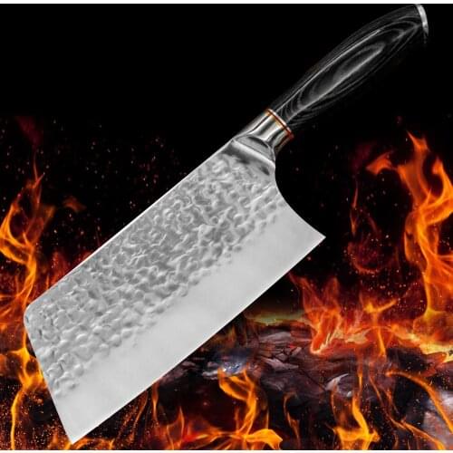Chinese Filleting Slicing Knife Forged Butcher Kitchen Knife Set Serbian Kiritsuke Chef Knife High-carbon Clad Steel Cleaver