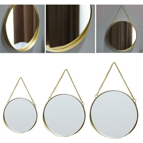 Nordic Round Wall Hanging Mirror Gold Dressing Table Makeup Mirrors Bathroom Bedroom Decoration