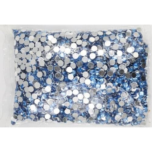 Lt.Sapphire Color 1.5~12mm Flat Back Round Acrylic Rhinestones Beads,3D Acrylic Nail Art / Garment Decoration