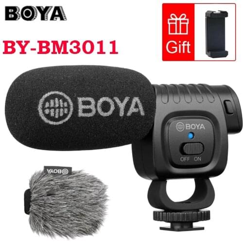 Boya BY-BM3011 On Camera Cardioid Condenser Microphone Audio Video Mic for Canon Nikon DSLR PC Smartphone Streaming Vlog Live