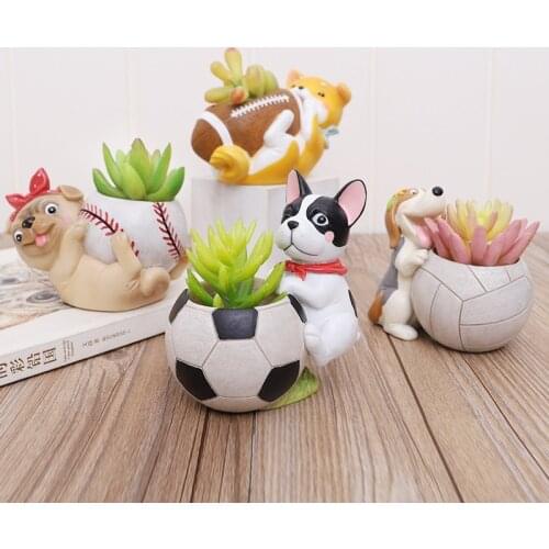 Lovely Cartoon Animal Fleshy Flower Pot Cute Dog Plant Container Desktop Micro-Landscape Decoration