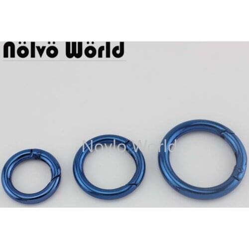 Nolvo World 5-20-100pcs blue color 19mm 3/4" 25mm 1" 32mm 1.2" high level Spring Gate Ring Clips For Handbag Purse Connector