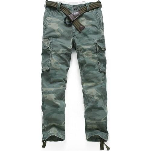 Mens Camouflage Pants Vintage Cargo Trousers Fashion Sports Military Pants With Belt Straight Long Tactical Camo Pants Plus Siz
