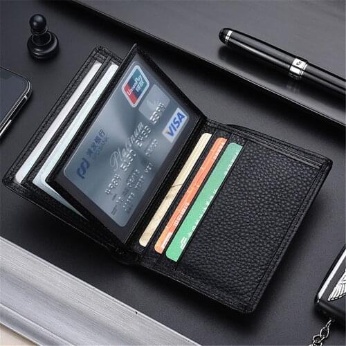 Mens Wallet Leather Solid Slim Wallets Men Pu Leather Bifold Short Credit Card Holders Business Purses Driving License Male