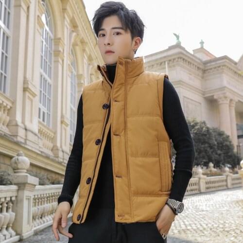 New Autumn Winter Boys Teenagers Versatile Vest MenS Coat Korean Trend Cantilevered Sleeveless Thickened Cotton Jacket Vest