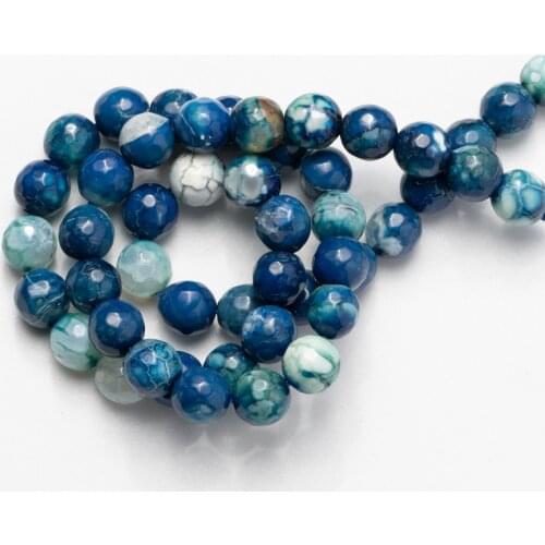 Wholesale Blue Faceted Fire Agates Beads Loose Natural Stone Beads Needlework for Jewelry Making DIY Bracelet 4 6 8 10 12mm