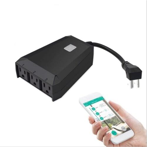 Outdoor Waterproof Plug Adaptor IP44 Waterproof WIFI Smart Socket Switch 1 In 3 Out Automation APP Remote Control Alexa/Google