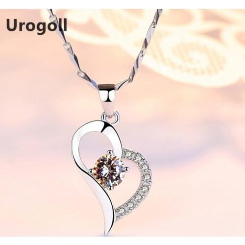 New Fine Jewelry 925 Sterling Silver Necklaces For Women Party Jewelry Heart AAA Zirconia Pendant Necklace Gifts