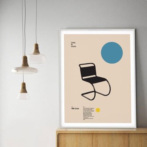 Poster MR Chair Ludwig Mies van der Rohe Minimal Furniture Design Bauhaus Design