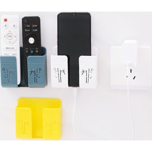 Hollow Bamboo Print Adhesive Wall Mount Phone Holders for Phone Charging Brackets Holders Shelf Sticker Fixing Stand