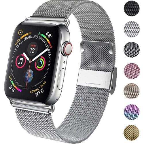 BEAFIRY for Apple Watch Band 44mm 42mm 40mm 38mm Stainless Steel Strap Watchband for iwatch 6/5/4/3/2/1 SE Black/ Silver
