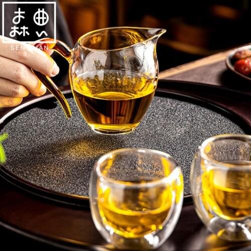 SENDIAN Fresh Style Large Capacity Four-color Handle Glass Olecranon Spout Glass Tea Cup 2021 Office Home Kitchen Accessories