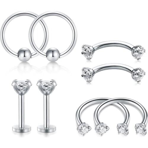 Tragus Cartilage Rook Earrings-Nose Rings Hoop Nose Eyebrow Piercing Ring Helix Daith Earrings Surgical Steel Body PiercingStuds