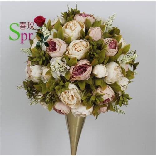 SPR NEW!Free shipping 10pcs/lot wedding road lead lavender artificial flowers wedding table flowers,table centerpiece-ivory