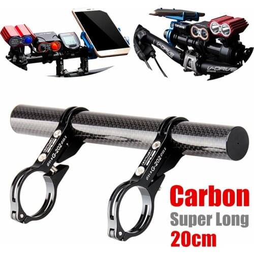 20CM GUB G202 Carbon Fiber Bicycle Handlebar Extender Bike Bell Extension Lamp Holder Cycle computer Mount phone XS Accessories