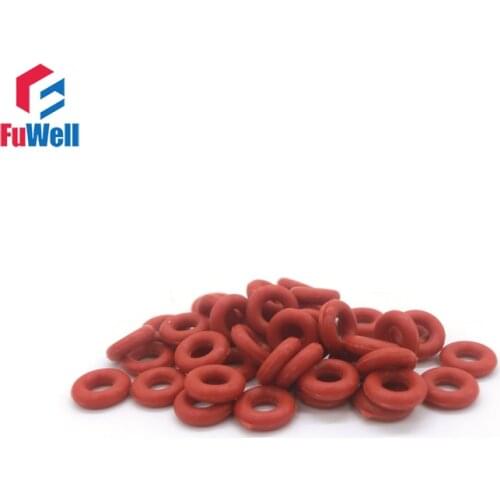 50pcs Red Silicon O Ring Seal 1mm Thickness 4mm-35mm OD VMQ O-ring Seal Gasket Good Elasticity 55Shore O Type Ring Seal Gasket