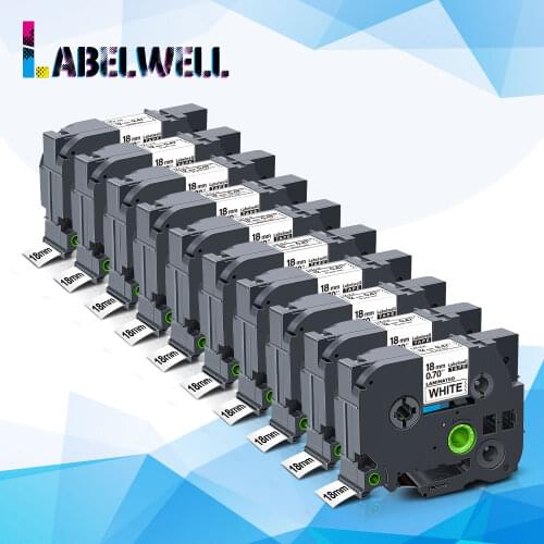 Labelwell 10pcs Tze-241 18mm label for Brother Tze 241 Tze241 laminated tze tapes Black on White for Brother P touch Label Maker