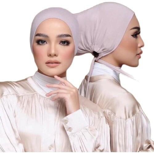 Special Clearance Processing Women Elastic Tie Back Jersey Hijab Underscarf Inner Head Wrap Tube Hijab Islamic Bonnet Inner Cap