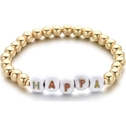 ZMZY Boho Handmade Beads Bracelet Letter Bracelets For Women Bohemian Femme Jewelry Gold Color Beads High Quality Armband