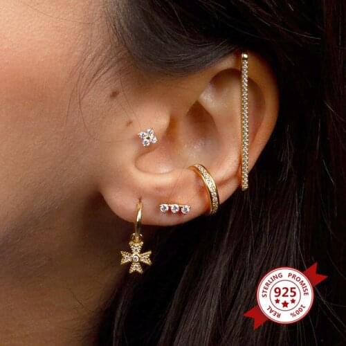 925 Sterling Silver Geometric Rectangle Ear Clip Non-Piercing Ear Clips Fake Cartilage Earring Jewelry For Women Men