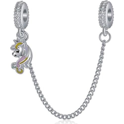 1Pcs New Cute Color Unicorn Pendant DIY Beads Suitable for Original Pandora Charm Bracelet Ladies Jewelry Making Gift