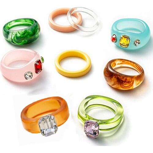 10Pcs Children Women Geometric Finger Decoration Set Colorful Transparent Hand Accessory Kit for Party